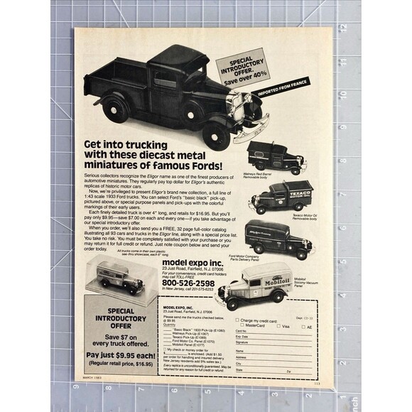 Model Expo Inc "Get into trucking with diecast metal miniatures"Vtg Print Ad '83 - Picture 2 of 3